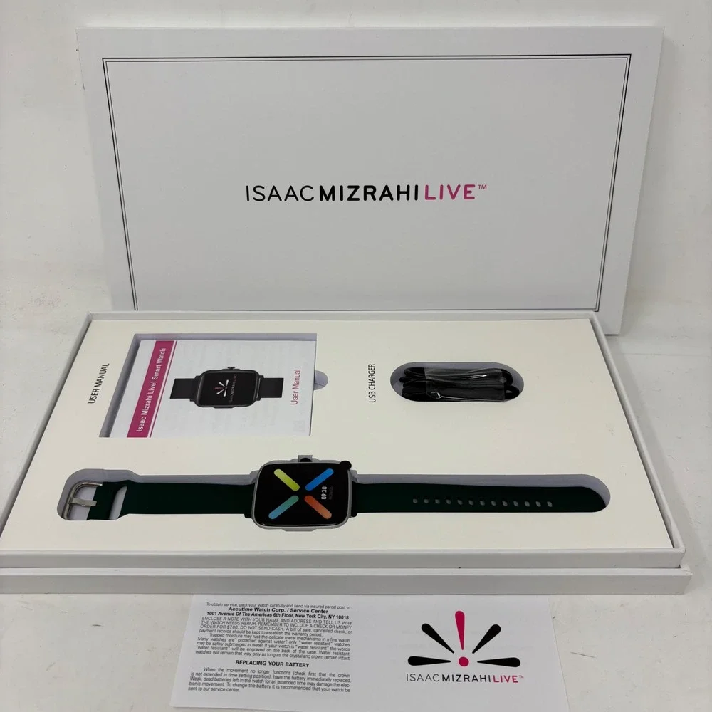 Isaac Mizrahi Live Smart Watch Dark Green Silicone Strap Digital Face IML Boxed